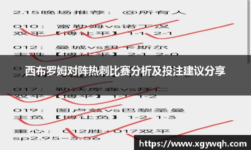 西布罗姆对阵热刺比赛分析及投注建议分享
